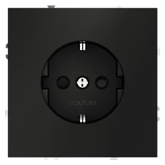 Изображение Розетка встраиваемая VOLTUM S70 с заземлением и защитными шторками 16А (черный матовый)
