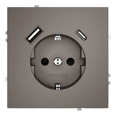 Изображение Розетка встраиваемая VOLTUM S70 с заземлением и защитными шторками 16А с USB А+С (капучино)